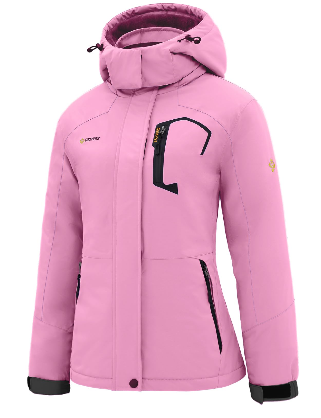 GEMYSE Women's Ski Snow Jacket Warm Winter Waterproof Coat Snowboard Rain Jacket Hooded Windproof Windbreaker